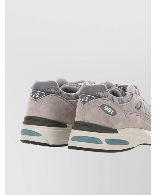 New Balance Gray Suede Leather And Mesh Low-Top Sneakers
