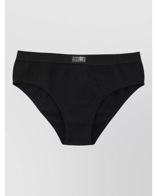 MM6 by Maison Margiela Black Everyday Ribbed Cotton Mid Rise Brief