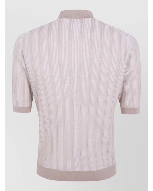 Ballantyne Natural Polo Shirt Vertical Pattern Chest Pocket for men