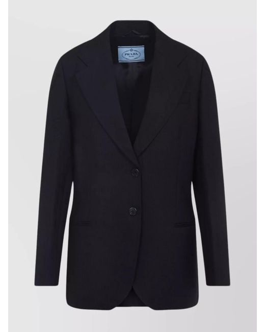 Prada Blue Virgin Wool Single-Breasted Blazer