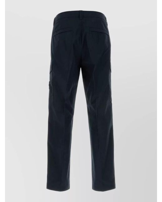 Stone Island Blue Cotton Cargo Trousers Belt Loops Pockets for men