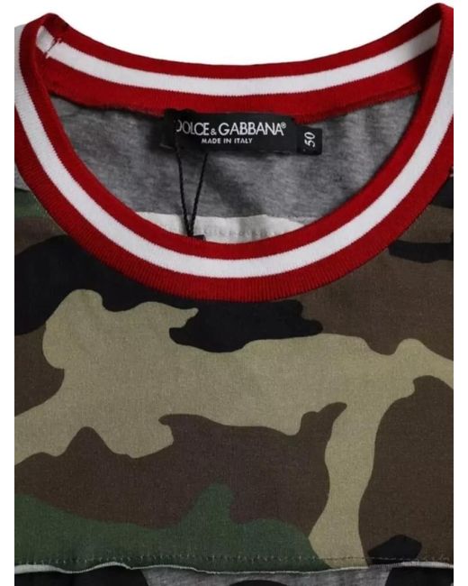 Dolce & Gabbana Black Camouflage Logo-Print Cotton T-Shirt for men