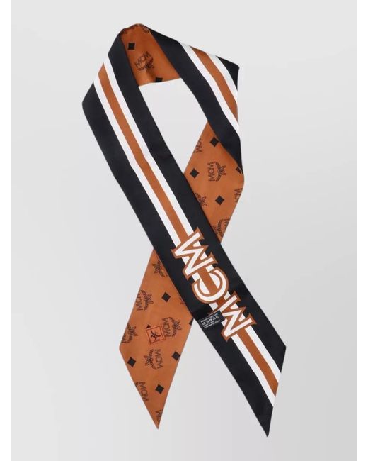 MCM Blue Rectangular Striped Scarf For Refined Occasions