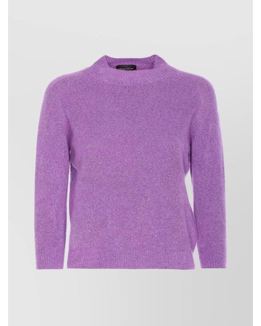 Roberto Collina Purple Soft Knit Sweater Crewneck Design