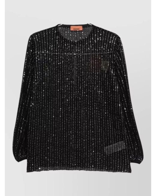 Missoni Black Sequin-Embellished Cutout Blouse