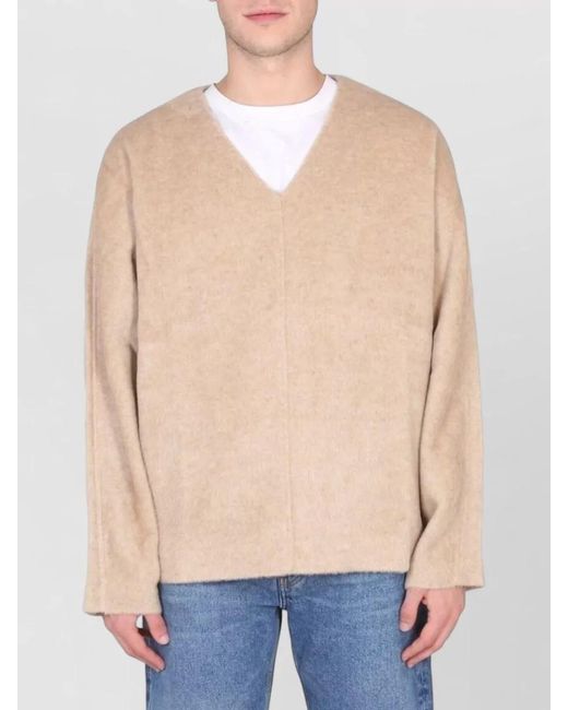 Séfr Blue Ezra Knit V Neck Long Sleeve Shirt for men