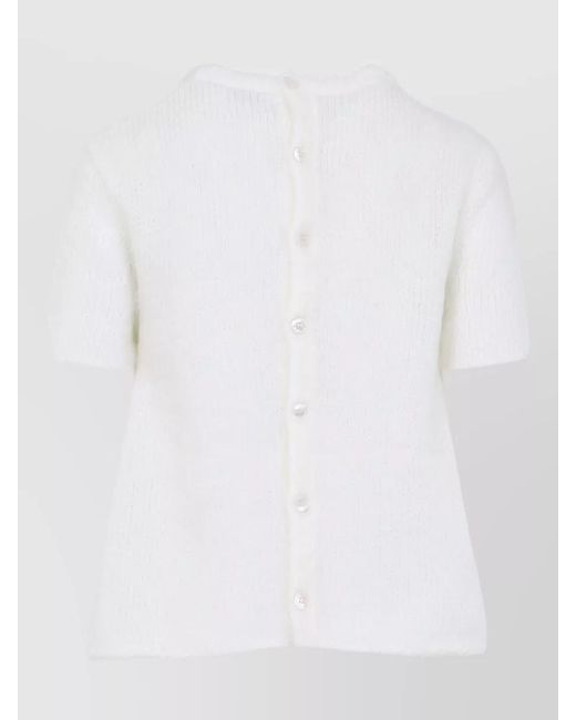 Loewe White Mohair Short Sleeve Sweater