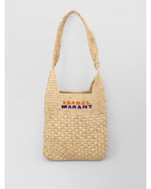 Isabel Marant Metallic Praia Small Raffia Single Strap Bag