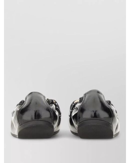 Ferragamo Black Loafers Round Toe Tone Hardware