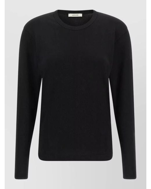 Lemaire Black Long Sleeve Crew Neck Cotton Sweater