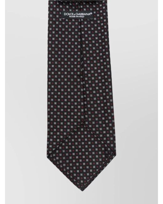 Dolce & Gabbana White Silk Geometric-Pattern Tie for men