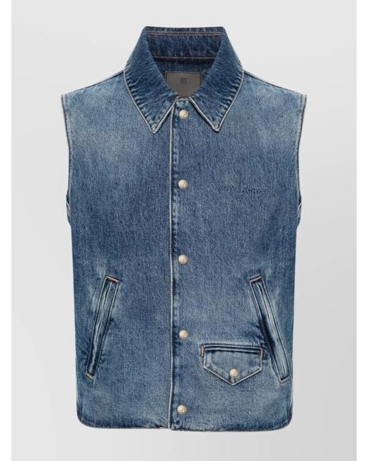 Givenchy Blue Denim Sleeveless Jacket for men