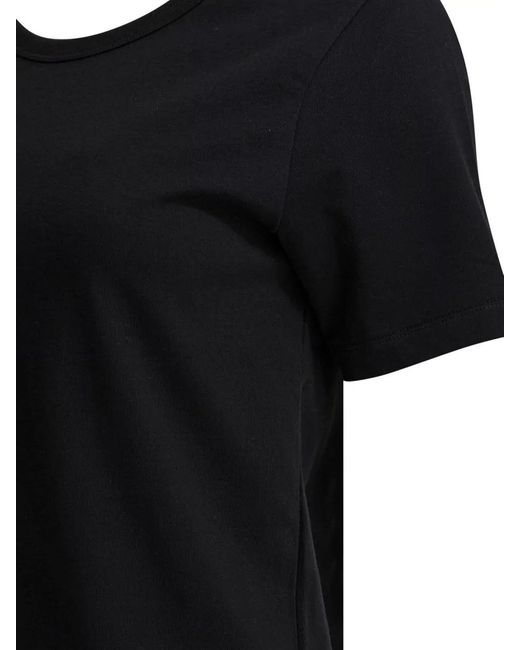 Ines De La Fressange Paris Black Crew Neck Plain Short Sleeve Top