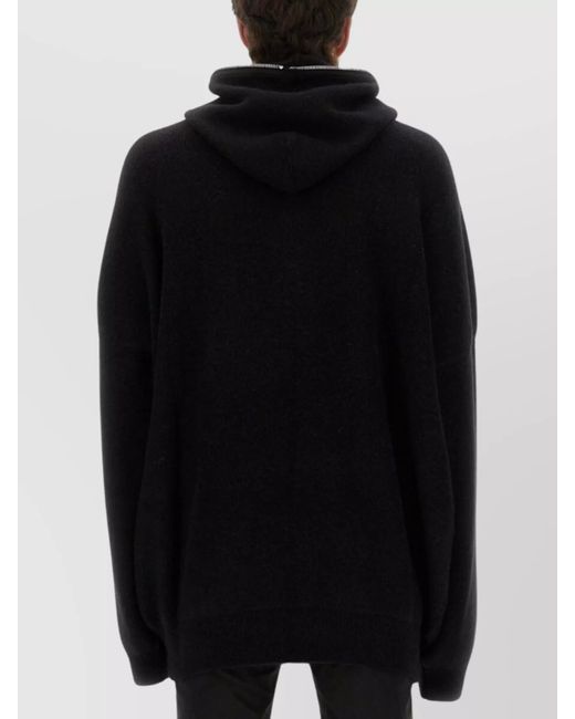 Rick Owens Black Alpaca Wool Oversized Hooded Cardigan for men