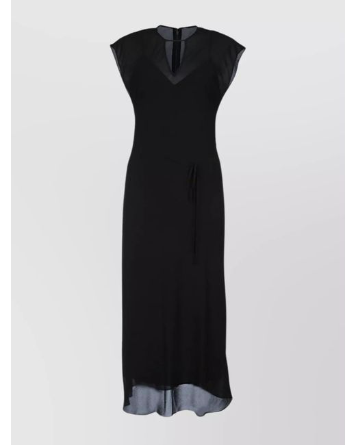Calvin Klein Black Sheer Georgette Ns Midi Dress