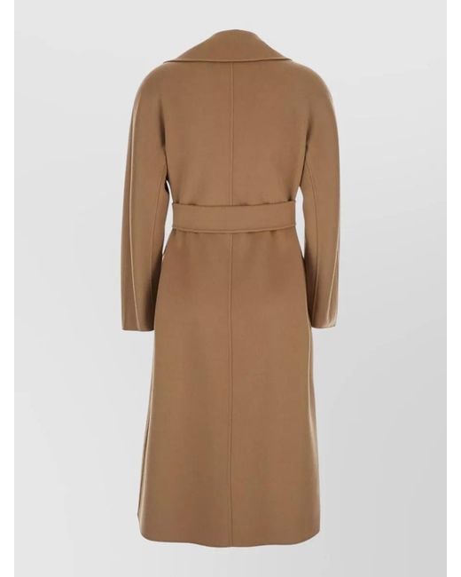 Max Mara Natural Wool Silk Cashmere Wrap Coat