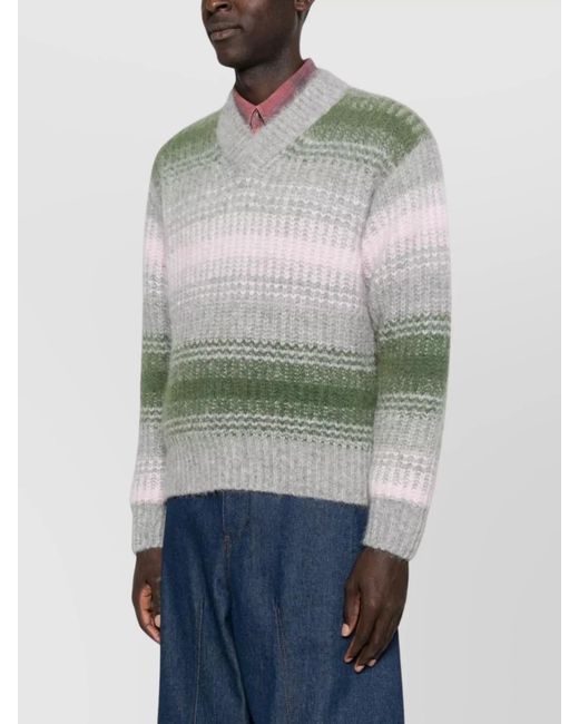 KENZO Gray Wool-Blend V-Neck Jumper for men