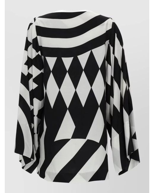 Dries Van Noten Black Charlie Viscose Blouse Geometric Draped Design