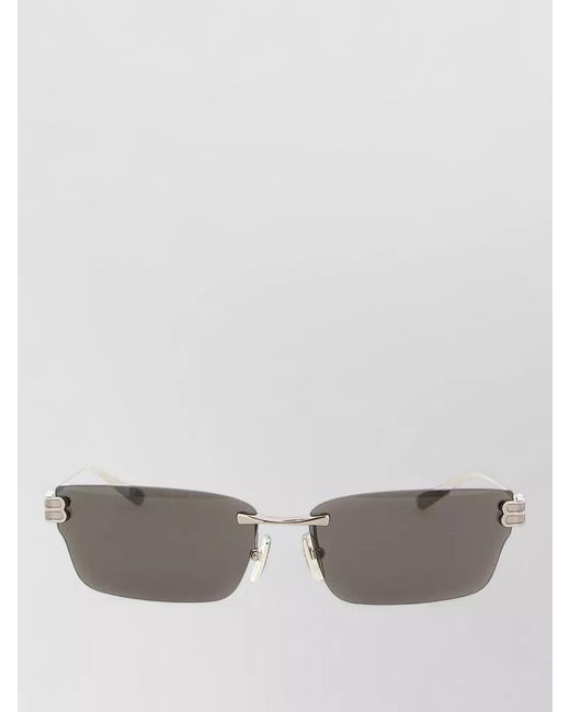 Balenciaga Gray Gossip Rectangular Rimless Sunglasses Metal Temples for men