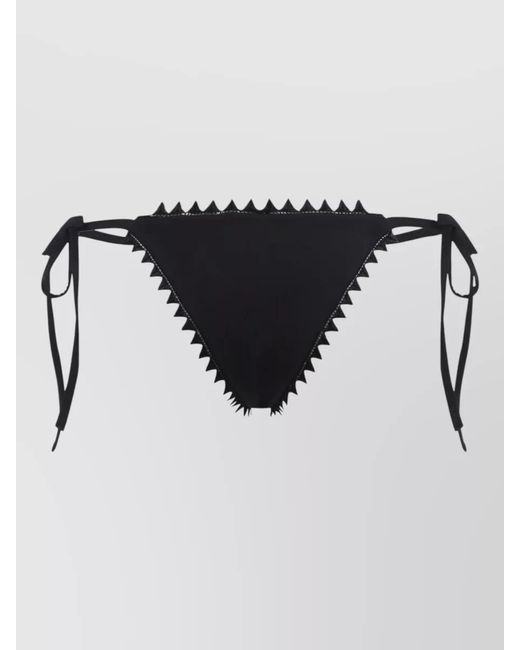 Jacquemus Black Mid Waist Slip Bikini Bottom Picot