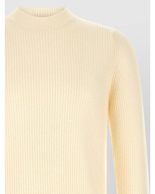 Zanone Natural Virgin Wool Ribbed Mock Neck Sweater for men