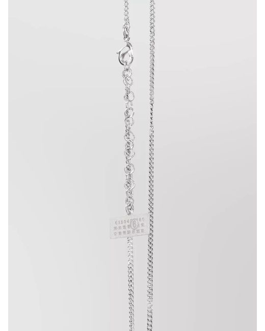 MM6 by Maison Margiela White Adjustable Chain Link Necklace Pendant Detail