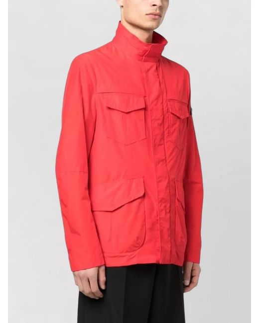 Peuterey Red Stand Up Collar Cotton Blend Jacket for men