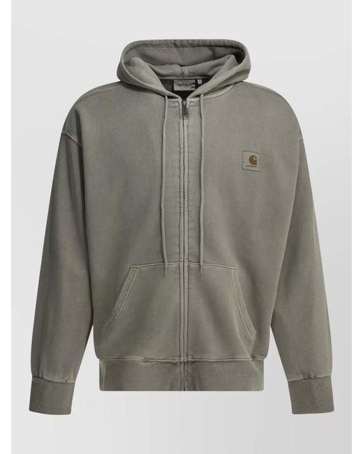 Carhartt Gray Hooded Knit Sweater Front Pockets for men