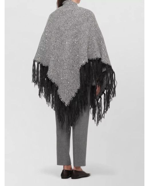 Peserico Gray Knit Cape Layering Piece Open Front for men