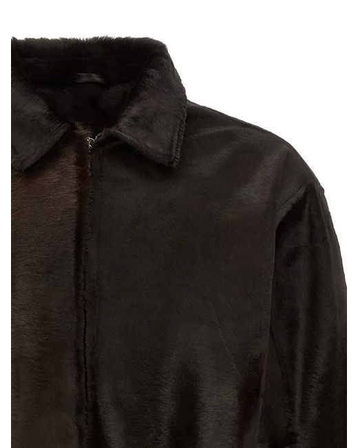 Giorgio Brato Black Leather Padded Jacket for men