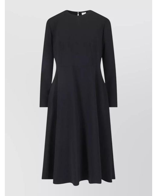 Aspesi Black Knee Length Dress Flared Skirt Pleated