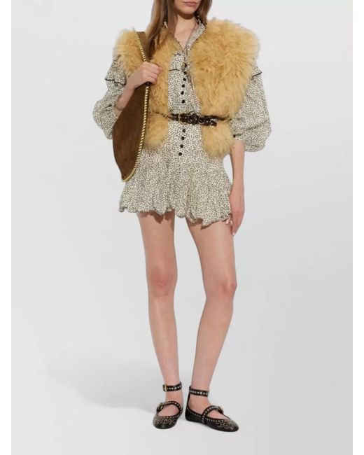 Isabel Marant White Florana Faux Fur Vest Puff Sleeves