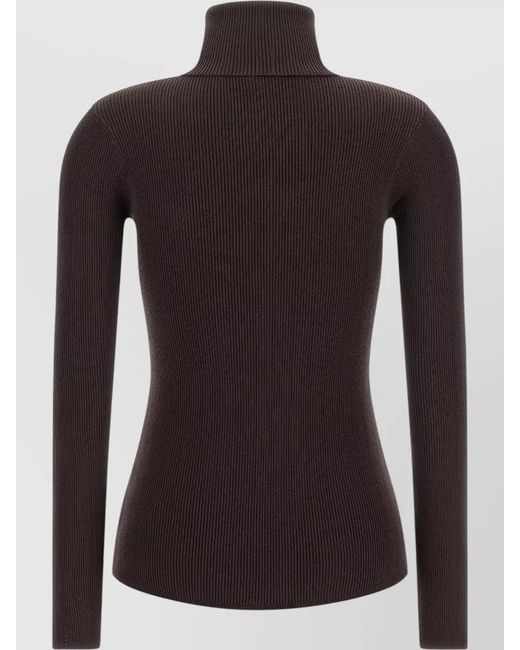 Elisabetta Franchi Black Knit Mock Neck Top Long Sleeves Pocket