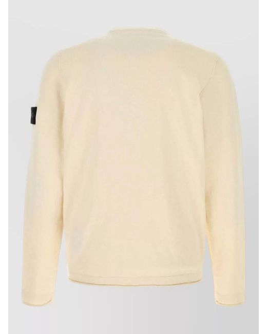 Stone Island Natural Cotton Blend Crew Neck Sweater Long Sleeves for men