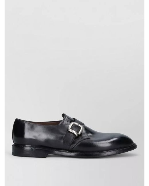 Premiata Black Monk Shoes Round Toe Buckle Detail Leather for men