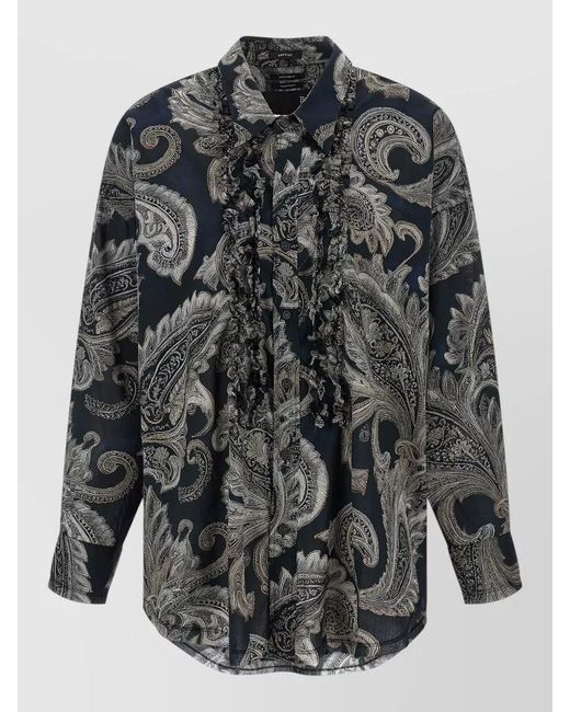 R13 Gray Paisley Print Shirt