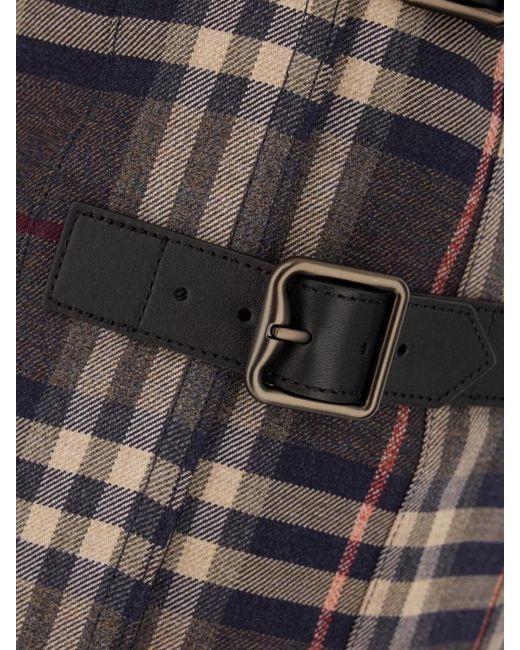 Burberry Black Wool Checked Pleated Mini Skirt