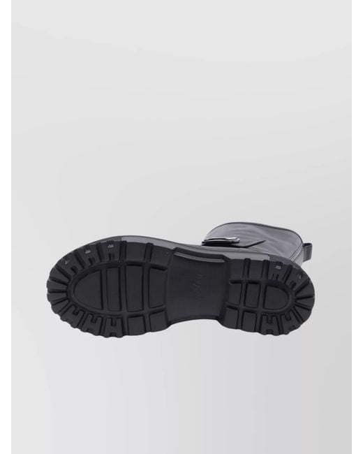 Hogan Black Leather Biker Boots