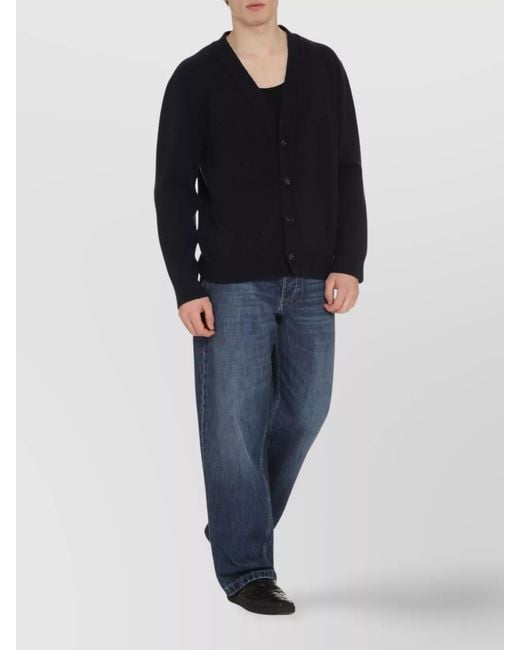 Bottega Veneta Blue Cashmere Relaxed-Fit V-Neck Cardigan for men