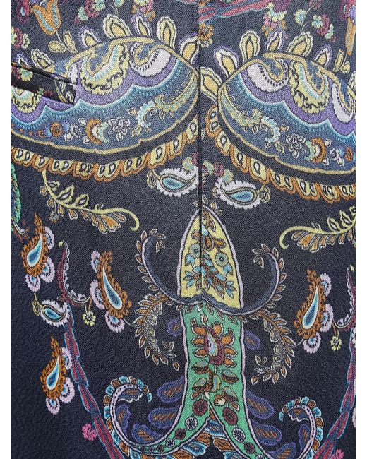Etro Blue Printed High-Rise Wide-Leg Trousers
