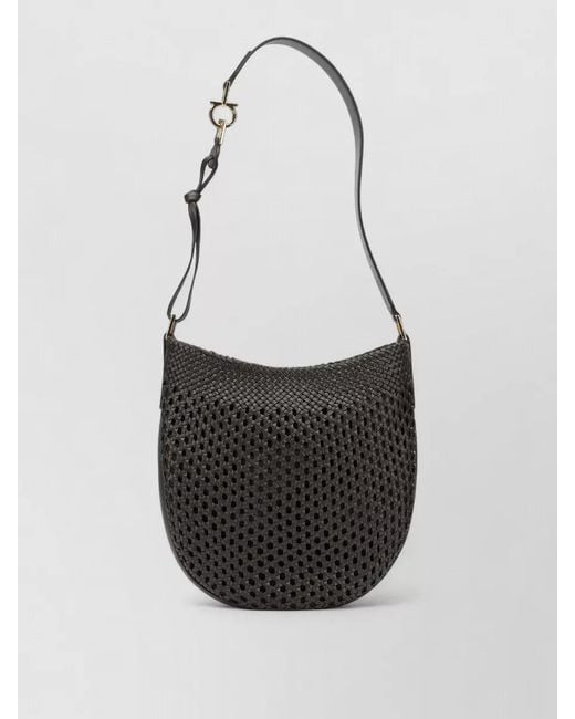 Ferragamo White Hobo Smile Small Woven Shoulder Crossbody