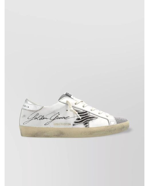 Golden Goose Crystal Toe And Tongue Zebra Star Sneakers in
