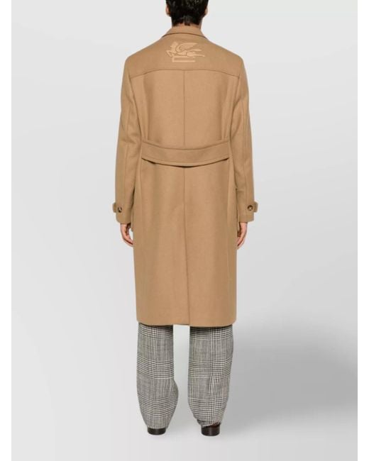 Etro Natural Single Breasted Wool Coat for men