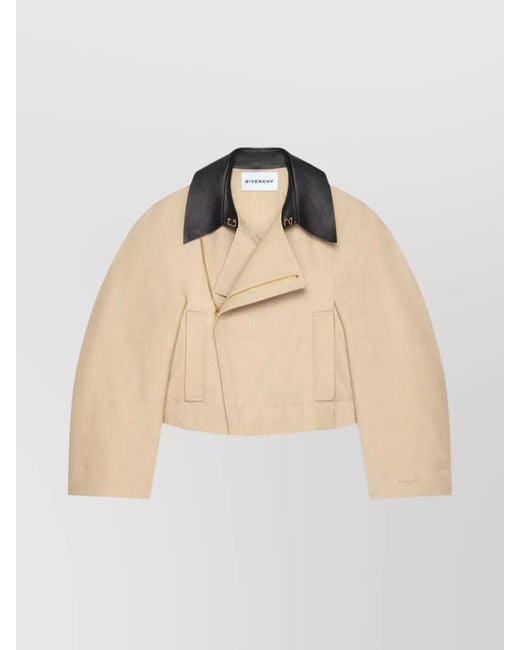 Givenchy Natural Cropped Asymmetric Wool Cotton Jacket