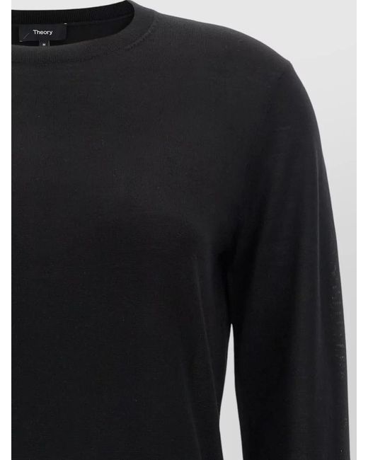 Theory Black Round Neck Knit Sweater Long Sleeves