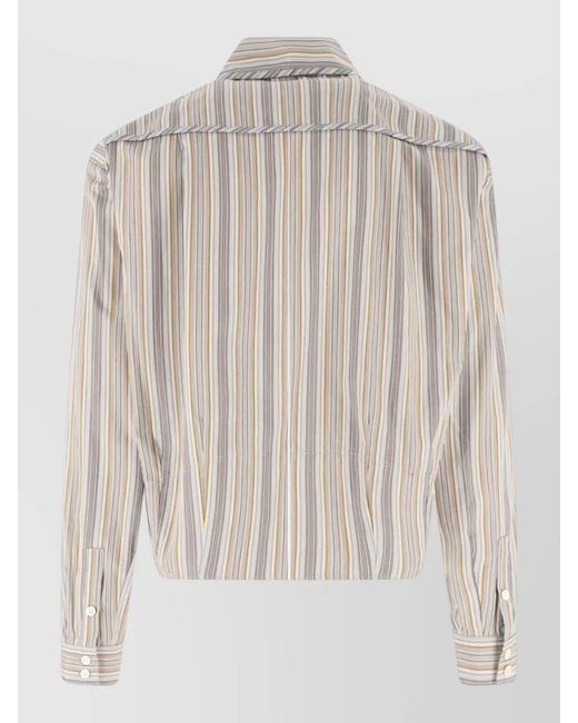 Kiko Kostadinov Natural Striped Point Collar Shirt Chest Pocket for men