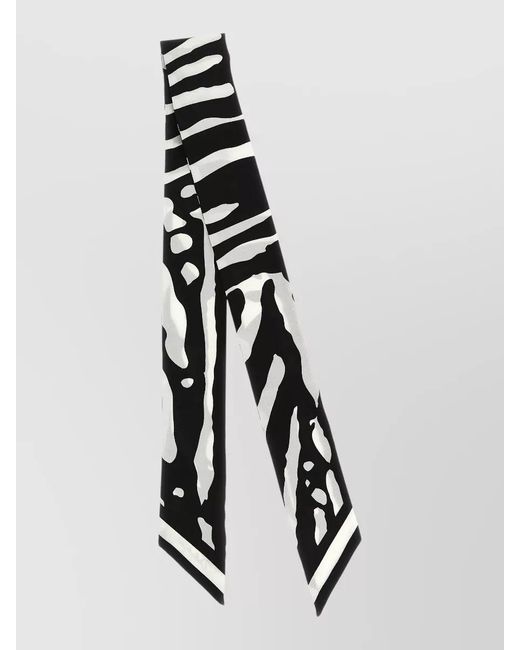 Dolce & Gabbana White Zebra Pattern Scarf Rectangular Shape Design