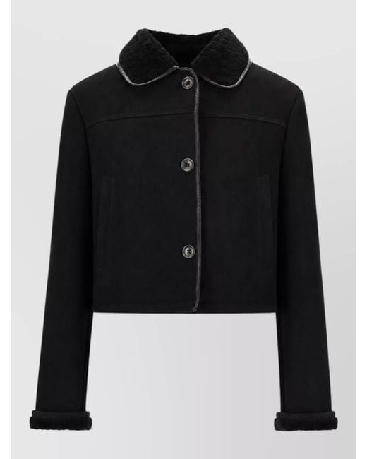 LA ROSE Black Shearling Jacket