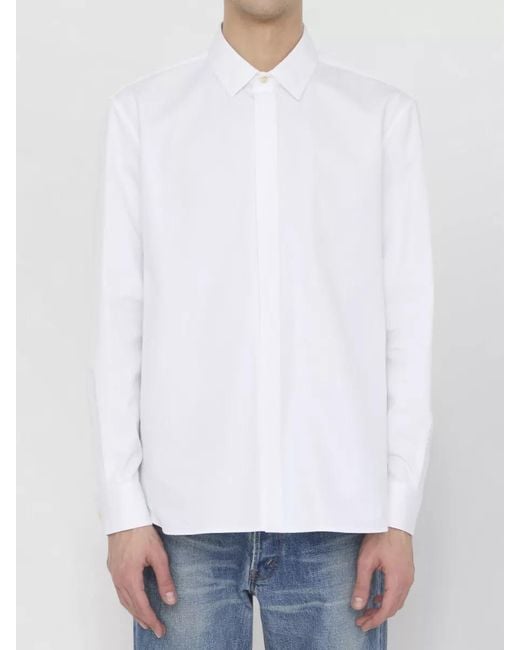 Saint Laurent White Cotton Slim-Fit Shirt for men