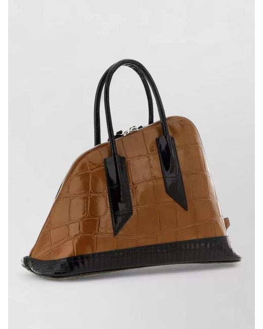 The Attico Brown La Sant Ambroeus Bow Crocodile Texture Bag